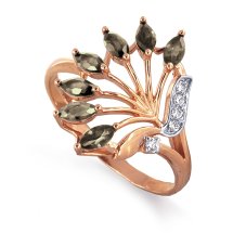 Кольцо с раухтопазами и фианитами арт.&nbsp;Т143012817 (Т143012817)