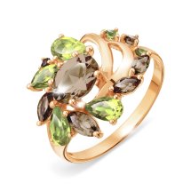 Кольцо с раухтопазами и хризолитами (Т101018151-01)