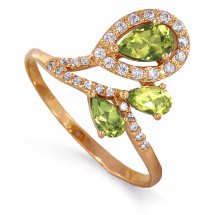 Кольцо с хризолитами и фианитами арт.&nbsp;Т143012815 (Т143012815)