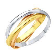 Кольцо обручальное из разных цветов золота, 2.2 мм (Т100013728)