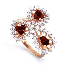 Кольцо с гранатами и фианитами арт.&nbsp;Т143012729 (Т143012729)