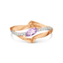 Кольцо с аметистом и фианитами арт.&nbsp;Т143018998 (Т143018998)