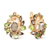 Серьги с раухтопазами и хризолитами (Т101028398-01)