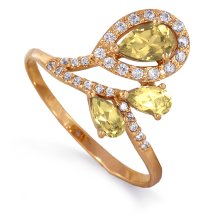 Кольцо с цитринами и фианитами арт.&nbsp;Т143012815 (Т143012815)