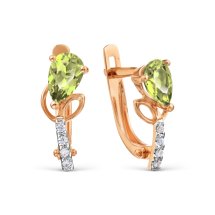 Серьги с хризолитами и фианитами (Т143028497)