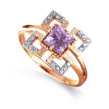 Кольцо с аметистом и фианитами арт.&nbsp;Т143012748 (Т143012748)