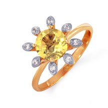 Кольцо с цитрином и фианитами арт.&nbsp;Т143012731 (Т143012731)