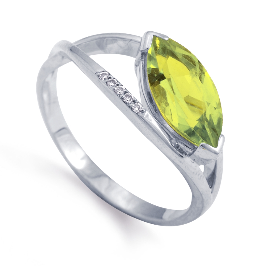 Кольцо с хризолитом и фианитами (арт. Т303011988)